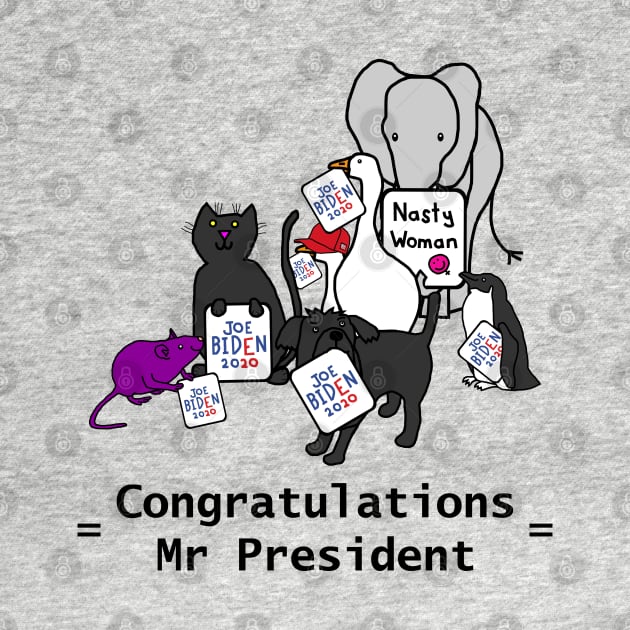 Group of Cute Animals Congratulate Mr President Joe Biden by ellenhenryart